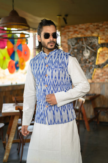 Blue Patterned Reversible Jacket - NamegStore